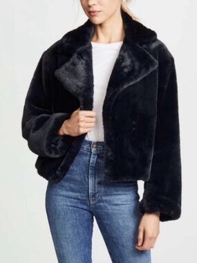 Vince | XL Plush black faux fur jacket